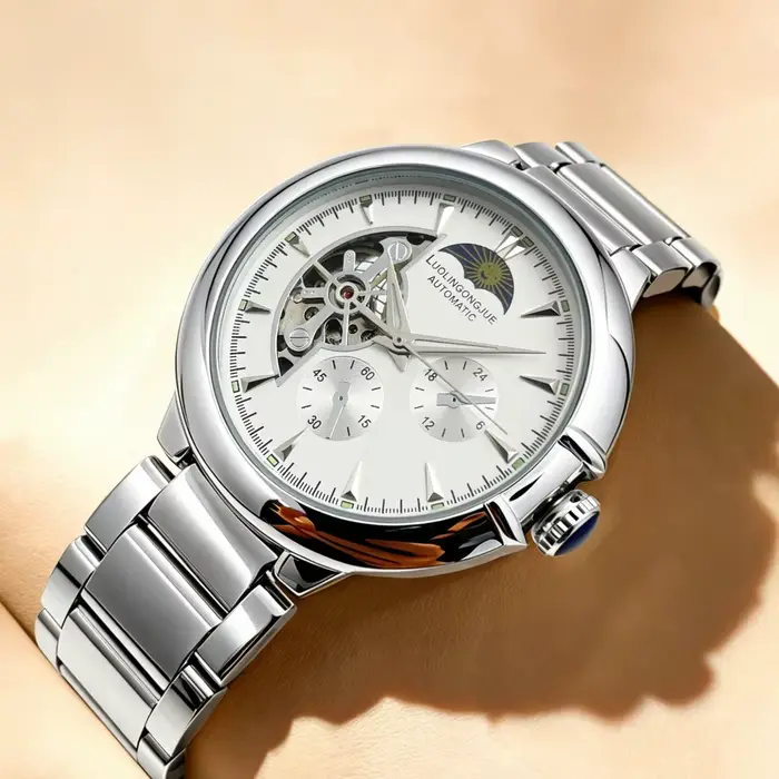 Montre mécanique automatique squelette haut de gamme pour homme