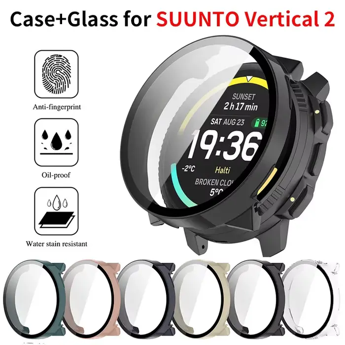 Étui pour montre de sport Suunto Vertical 2 avec protecteur d'écran en verre trempé pour homme et femme couleurs variées 18mm 25mm occasions spéciales activité sportive élégance