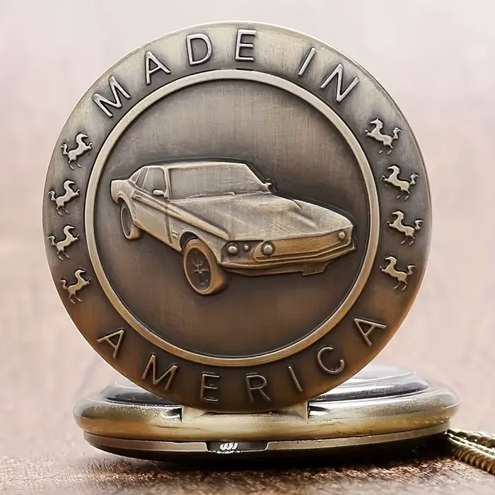 Montre de poche pour voiture Mustang en bronze – Cadeau d'anniversaire parfait pour les adolescents