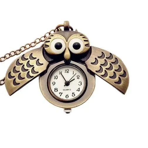 Montre de poche rétro avec motif hibou