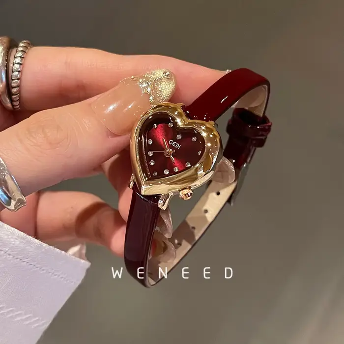 Nouvelle montre pour femme rouge, montre pour femme haut de gamme et luxueuse et élégante avec un br