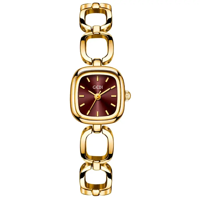 Montre élégante carrée rouge pour femme résistante à l'eau avec mouvement quartz style vintage minimaliste pour jeunes filles et femmes occasions spéciales