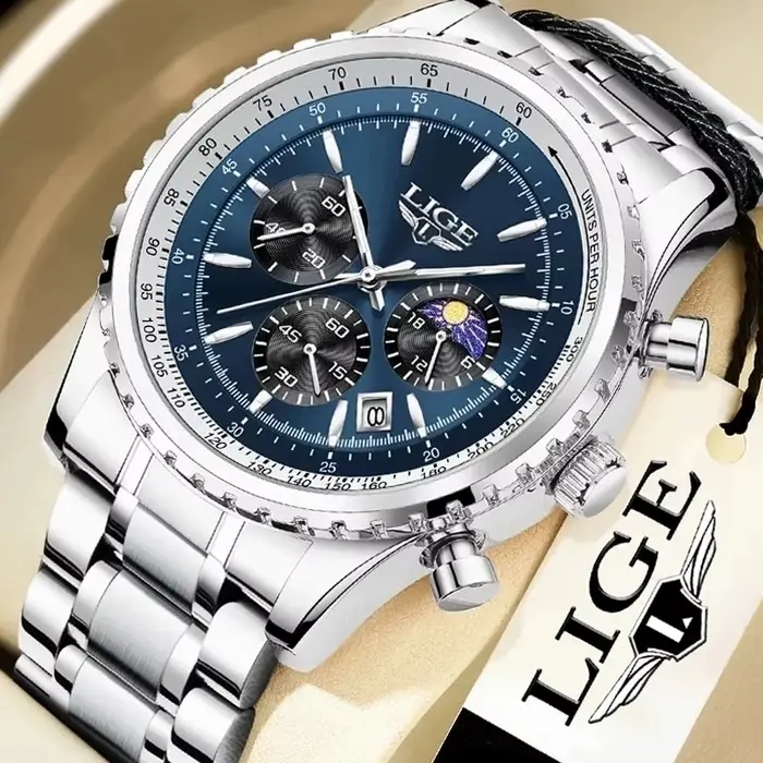 LIGE 2024 Top marque de luxe nouveaux hommes montre Quartz homme montres étanche