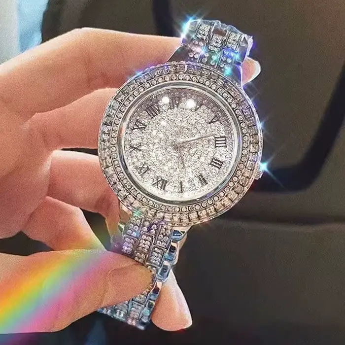Brillant diamant montre de luxe femmes marque Quartz or Bracelet montres dames Zircon cristal haut élégant montre-Bracelet horloge cadeaux