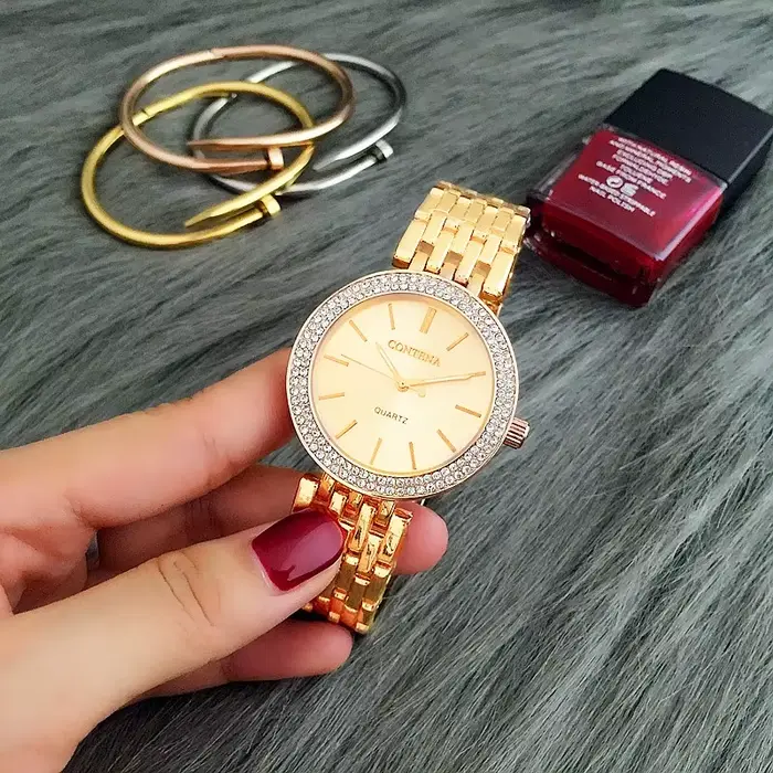 Montres pour femmes de luxe en acier inoxydable strass femmes montres à Quartz haut tendance marque
