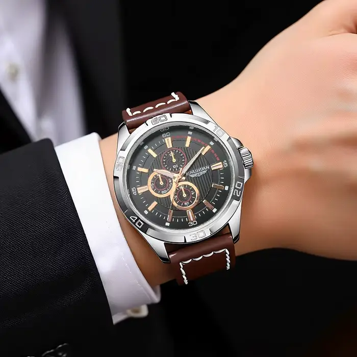 Montre décontractée et élégante en alliage avec bracelet en cuir pour homme occasions quotidiennes et spéciales
