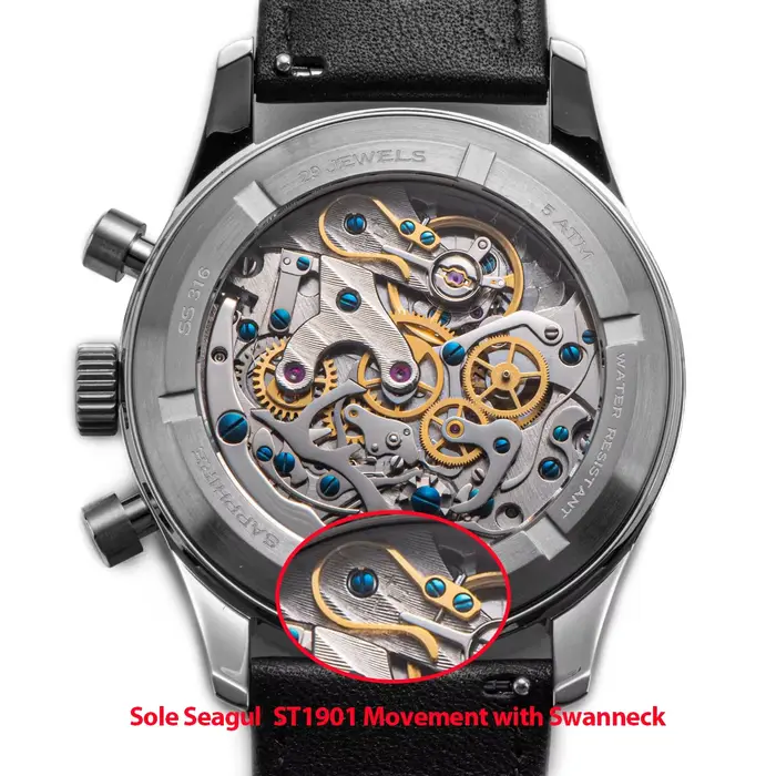 Montre SUGESS Pilote Hommes Chronographe Mécanique Squelette Lumineux Cristal Saphir Cuir Occasions Spéciales