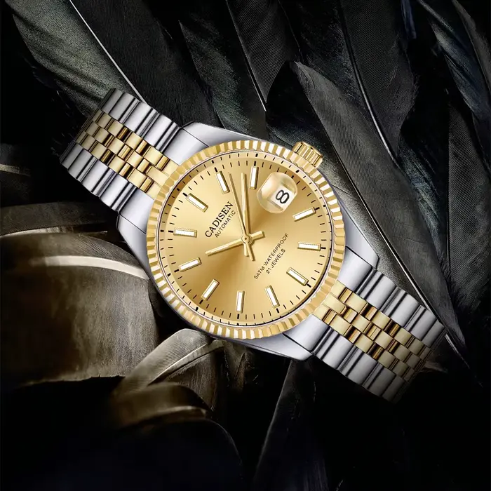 Montre mécanique pour homme Cadisen avec affichage lumineux en acier
