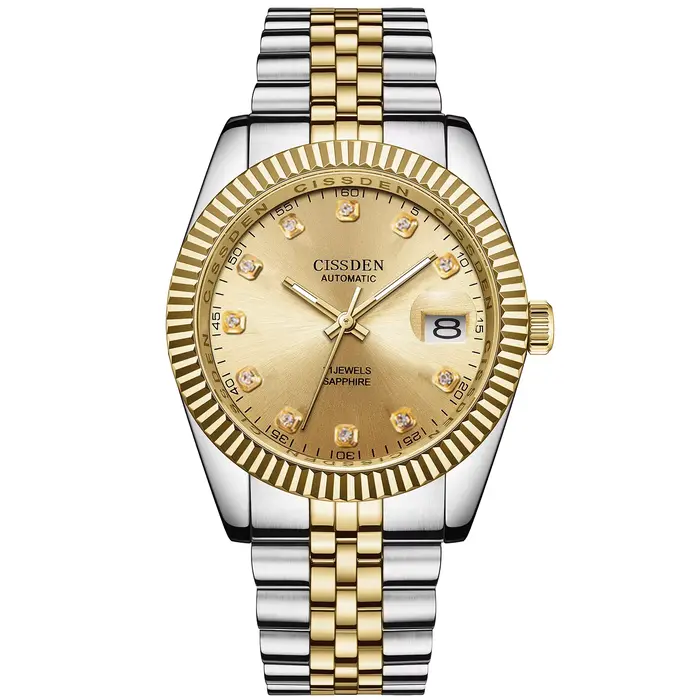 Montre-bracelet mécanique automatique en acier inoxydable pour homme