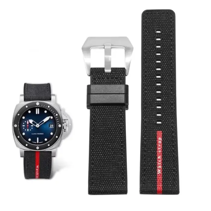 Bracelet de montre en Nylon et caoutchouc, 22/24/26mm, pour Panerai Luminor Submersible Due Luna Ros