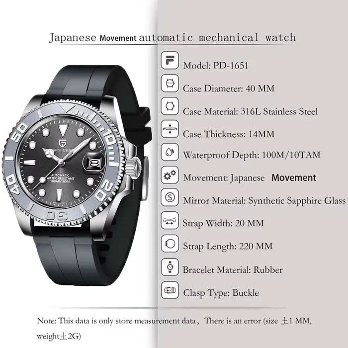 PAGANI DESIGN Top marque montre pour hommes classique luxe 40mm mécanique montre-bracelet lunette en céramique étanche