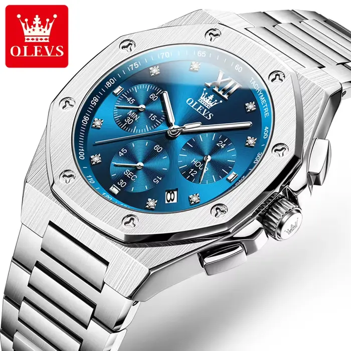 OLEVS 3626 montres pour hommes montre-bracelet originale en acier inoxydable chronographe multifonctionnel étanche lumineux Quartz Reloj