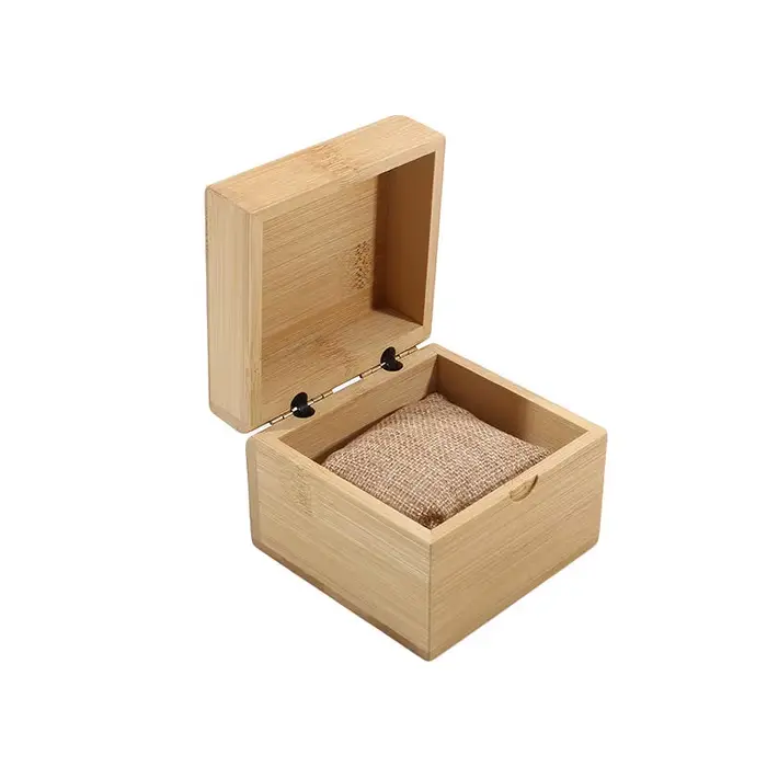 Boîte à montre en bois simple pour homme et femme, boîte à montre carrée en bois brut, boîte de prés