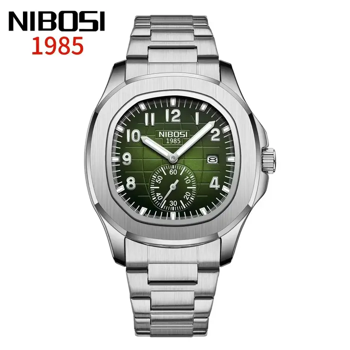 NIBOSI montres pour hommes montre militaire analogique avec calendrier bracelet en acier inoxydable 