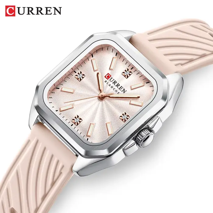 Montre femme pour infirmière design carré acier inoxydable facile à lire silicone multifonction quartz robuste professionnelle occasions spéciales