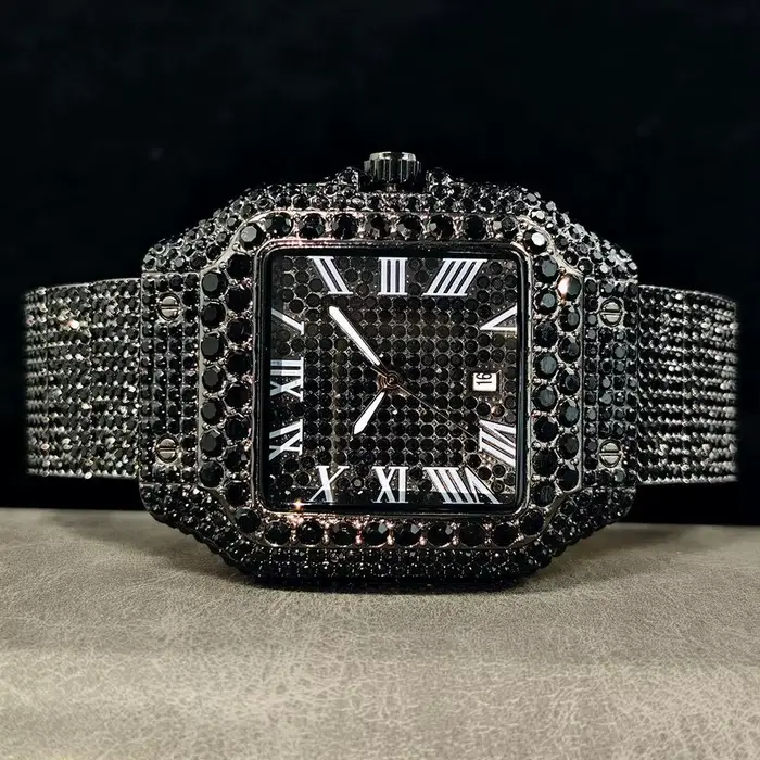 Montre Cool Noir UNIGUET Luxe Acier Inoxydable Quartz Hommes Occasions Spéciales Style Hip Hop Casual