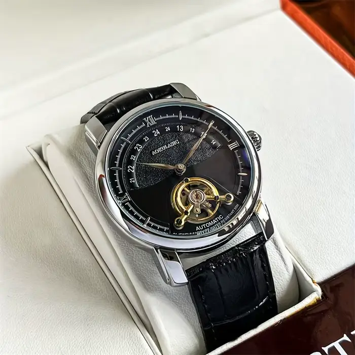 Montre mécanique automatique de luxe pour homme - Design squelette élégant, style business décontrac