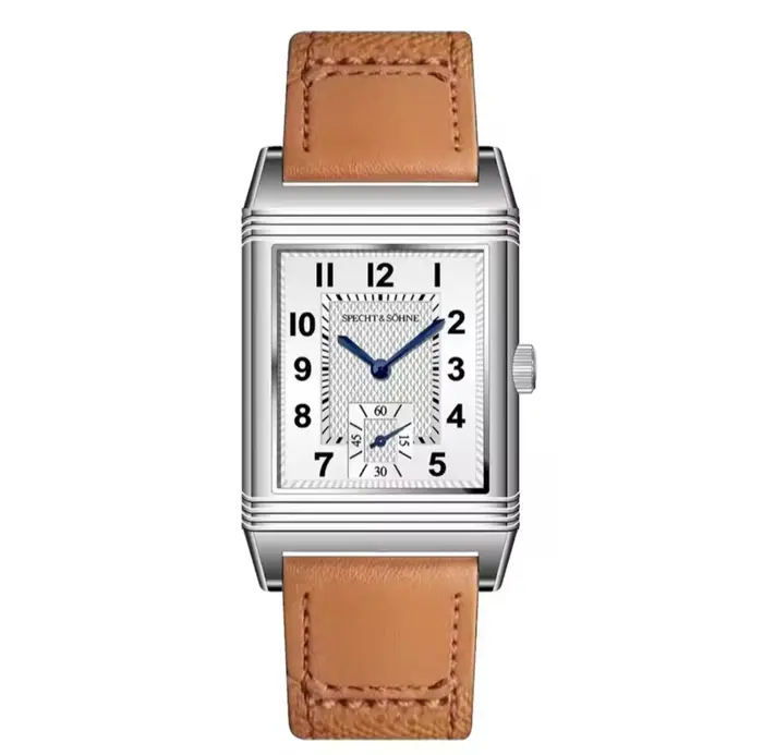 Specht&Söhne Montre carrée réversible Ronda Quartz Movt, boîtier en acier inoxydable, cristal saphir