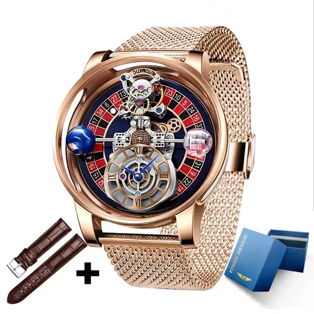 PINDU DESIGN – montre-bracelet à Quartz pour hommes, marque de luxe, série céleste, Roulette créativ
