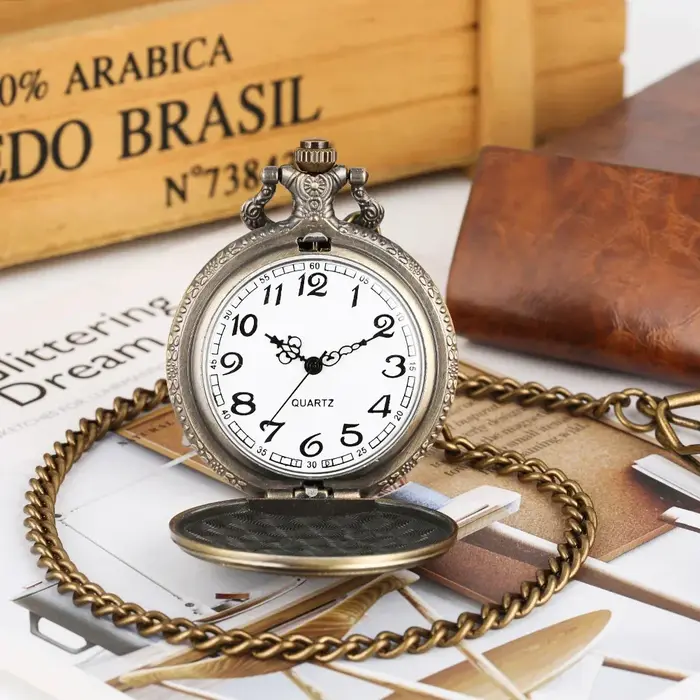 Montre de poche analogique vintage en quartz pur de 1 oz avec pièce commémorative Statue de la Liberté pour hommes et