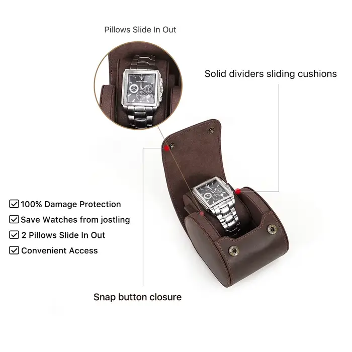 Boîte de présentation de montre de luxe en cuir de cheval