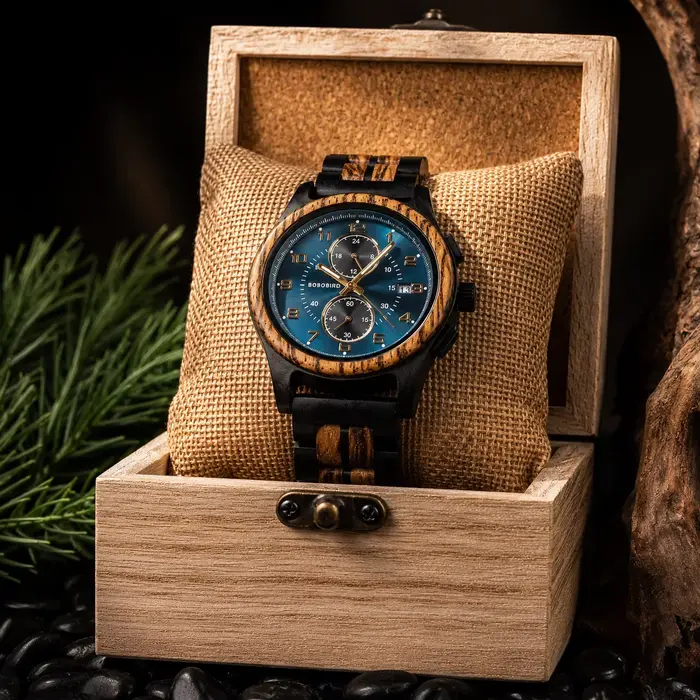 Montre en bois pour homme BOBOBIRD Chronographe PE933T-3