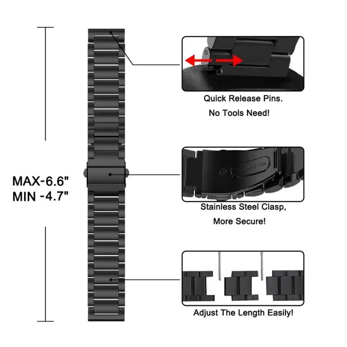 Bracelet de rechange en acier inoxydable pour montre intelligente