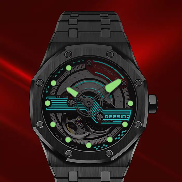 Deesio montre mécanique automatique pour hommes japon mis5 82S7 mouvement boîte en acier inoxydable verre saphir lumineux étanche cadeau