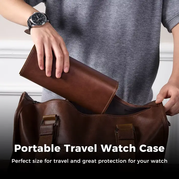 Étui de voyage de luxe en cuir PU pour montres, boîte de rangement pour montres pour hommes avec 1/2/3 emplacements, organisateur de présentation de montres