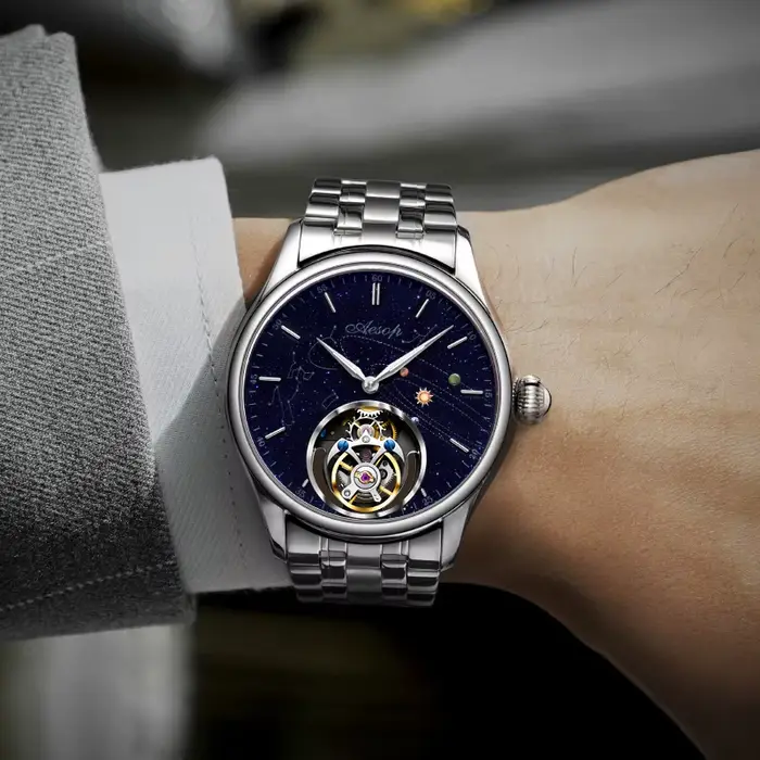 AESOP hommes de luxe véritable Tourbillon volant mécanique saphir montre étanche squelette montres