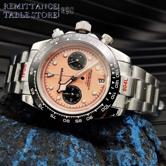 Parnsrpe-Montre à quartz chronographe VK64 pour homme, boîtier étanche en acier inoxydable, verre sa