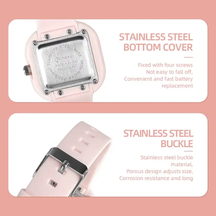 Montre carrée pour femmes et étudiants