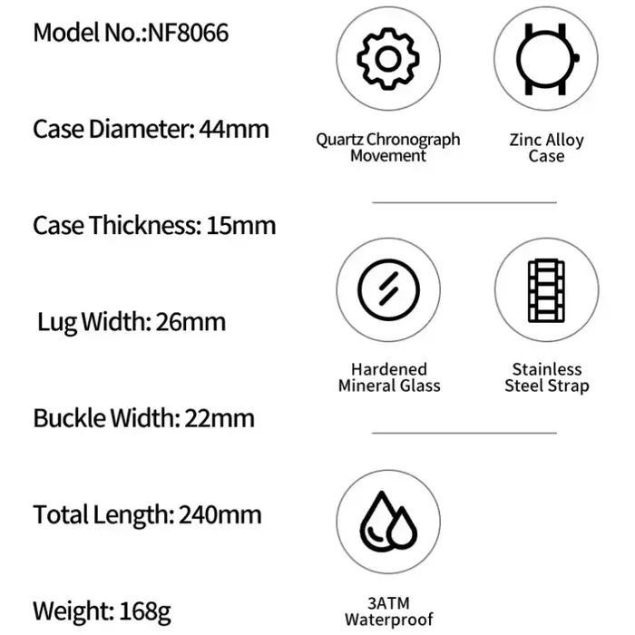 NAVIFORCE Montre-bracelet à quartz tonneau de luxe
