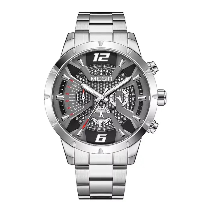 MEGIR-Montre à quartz dorée pour homme, montre-bracelet analogique chronographe étanche, date automa
