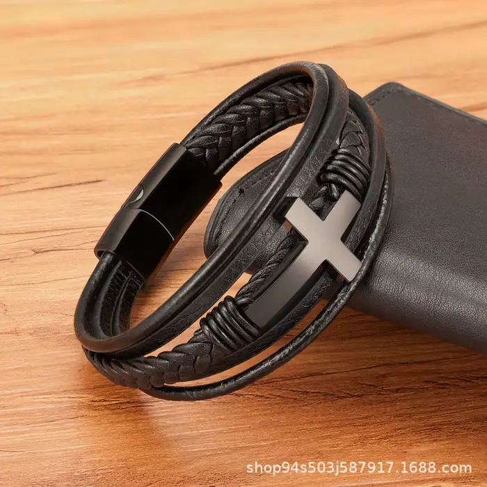 Bracelets en cuir tressé pour hommes et femmes