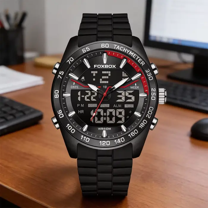 Montre numérique électronique de luxe FOXBOX pour hommes