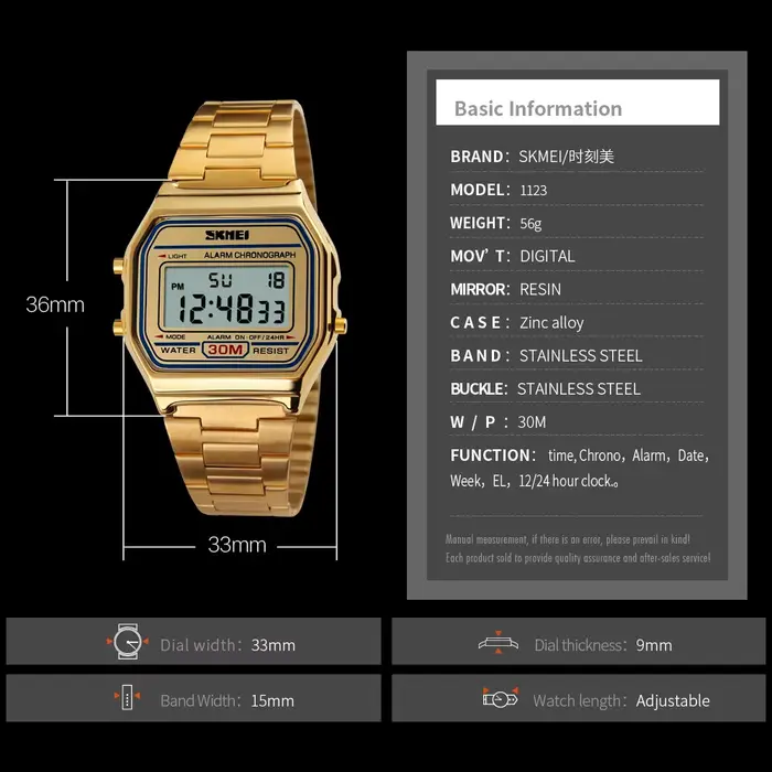Montre numérique homme en acier inoxydable avec chronographe et alarme pour occasions spéciales et mode de vie actif
