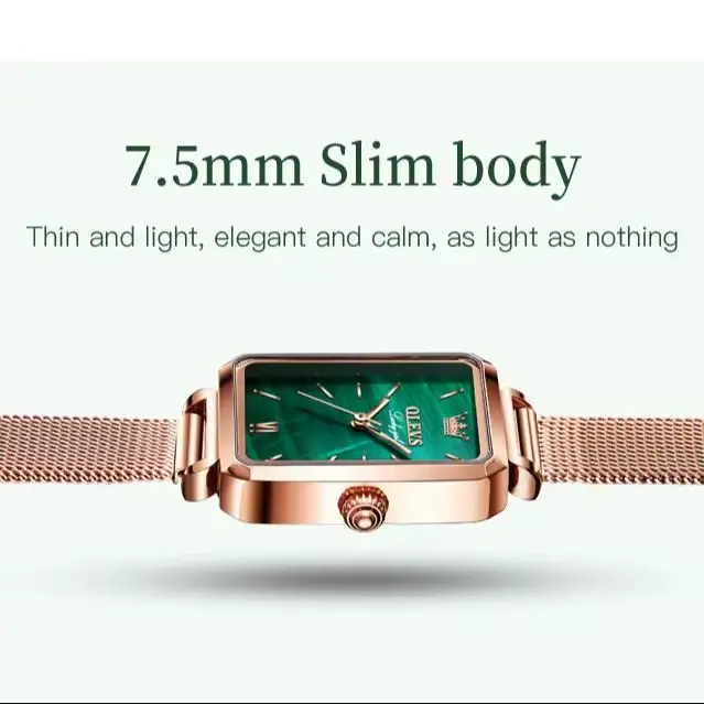 OLEVS 6624 Original femmes montre de luxe haut vert carré étanche horloge mode élégante marque