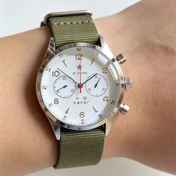 Montre 1963, modèle pilote 1963, 42 mm, résistante à l'eau, classique, rétro, chronographe à quartz