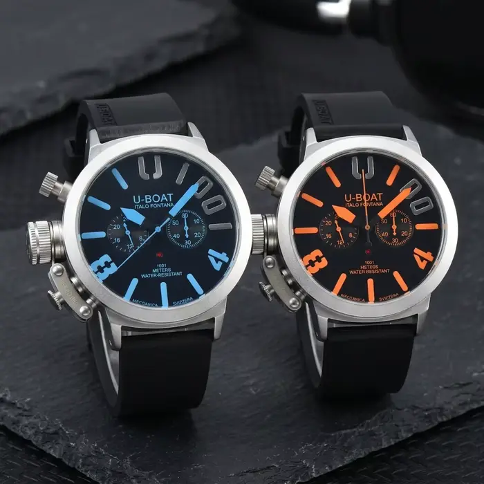 Montre chronographe à quartz U-BOAT Italo Fontana pour homme | Bracelet en silicone de 44 mm
