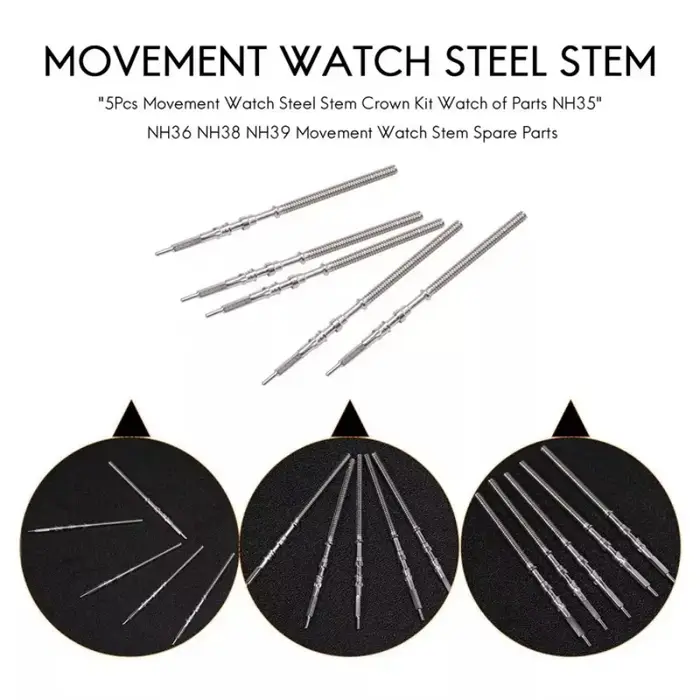 Tiges de montre en acier inoxydable pour mouvements NH35 NH36 NH38 NH39 pour réparation de montres élégantes et durables occasions quotidiennes et spéciales