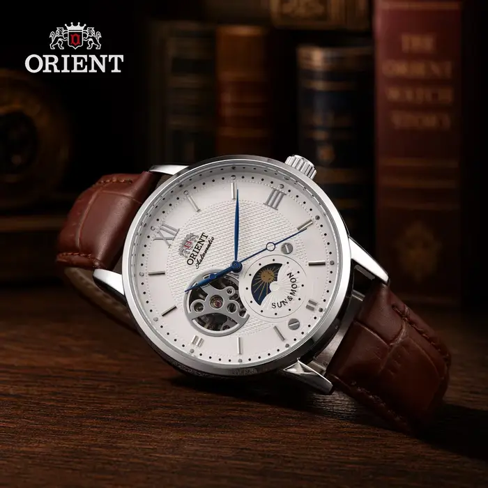 Montre automatique squelette ORIENT Sun Moon Phase pour homme
