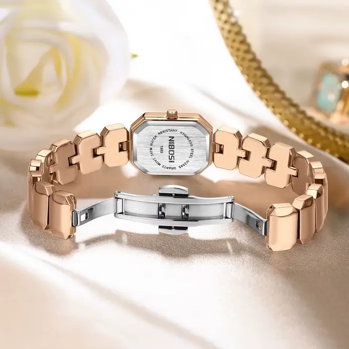 Montre NIBOSI en acier inoxydable simple et élégante pour femmes occasions spéciales romantique cadeau quartz robuste