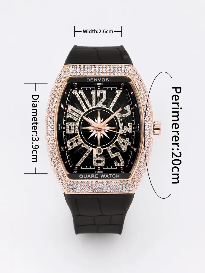 Montre DENVOSI Starry Sky Wine Barrel Quartz Bracelet en Silicone Luxe Hommes Occasions Spéciales