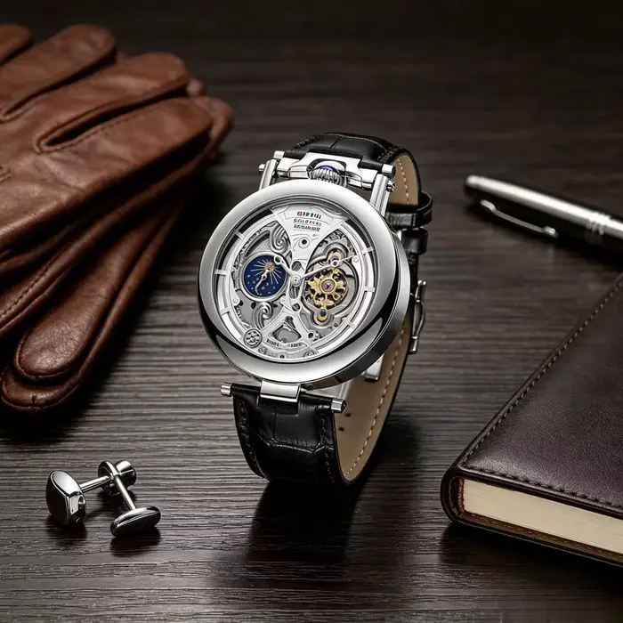Montre mécanique à tourbillon cadran sans numéros édition limitée