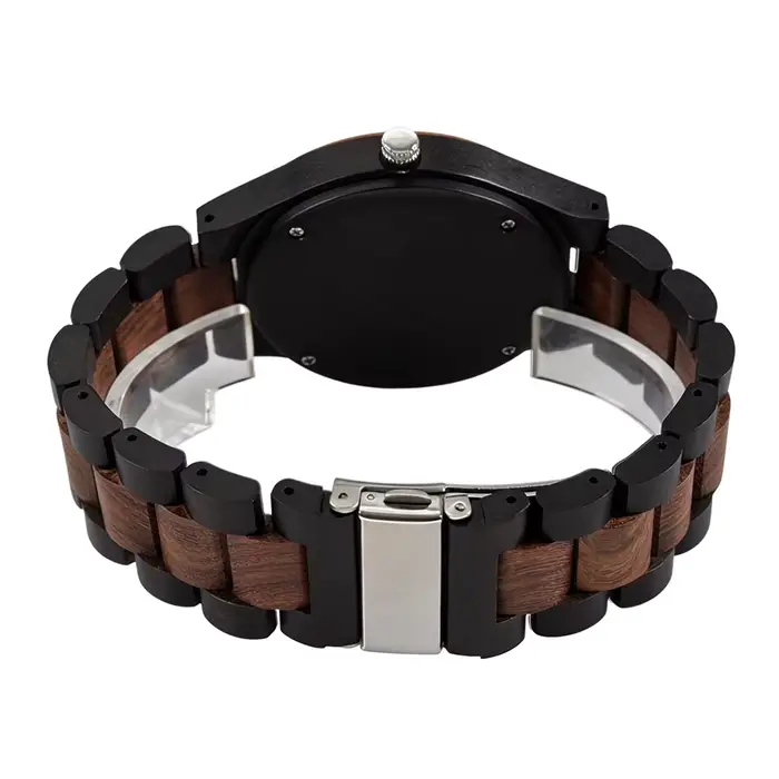 Montre en bois homme mouvement quartz japonais fermoir réglable en acier inoxydable pour tous les jours occasions spéciales