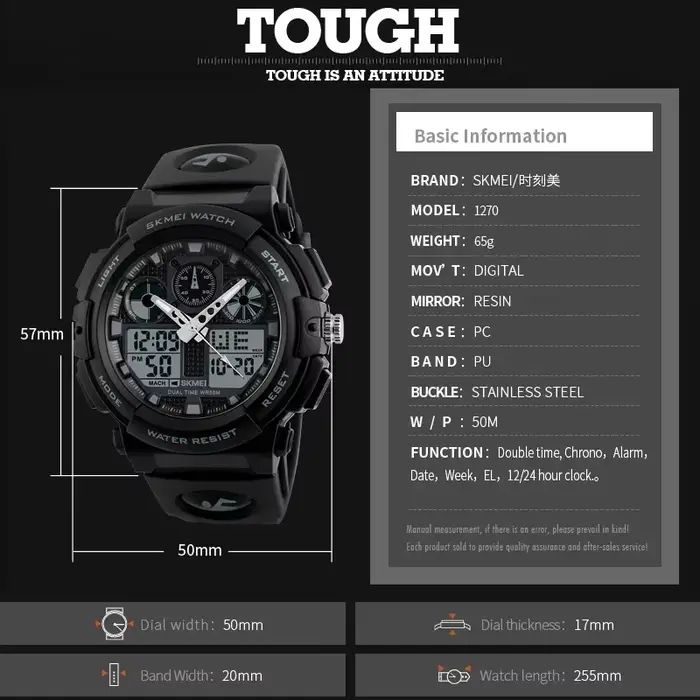 Montres chronographes numériques à double temps pour hommes