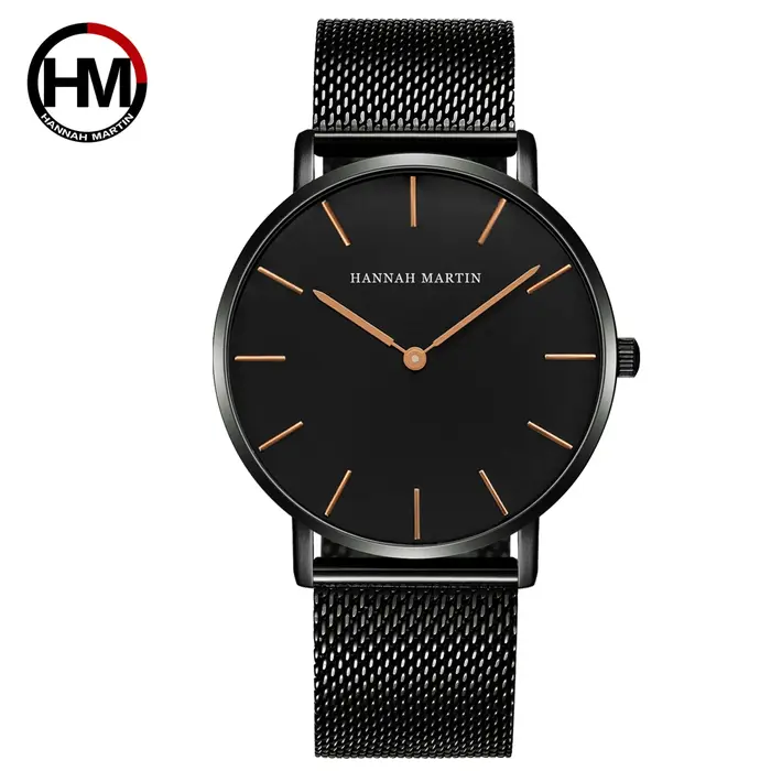 Hannah Martin montre à Quartz pour hommes d'affaires mouvement Original japonais en acier inoxydable décontracté Ultra