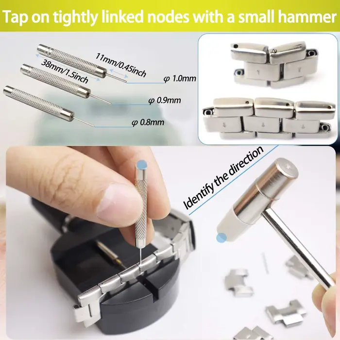 Kit d'outils de réparation de montres en métal pour l'élimination des maillons de bracelet et l'ajustement