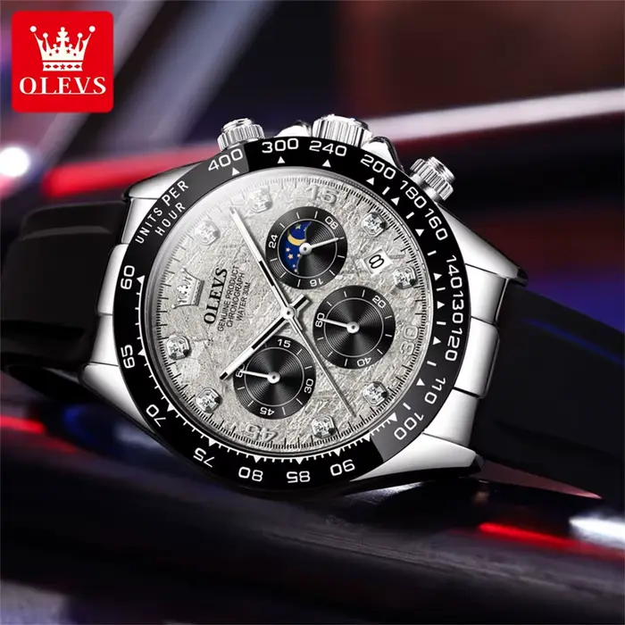 Montre pour homme OLEVS 2875, chronographe sport, étanche, date automatique, phase de lune luminesce
